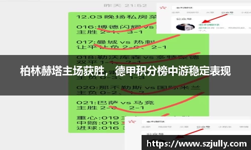 柏林赫塔主场获胜，德甲积分榜中游稳定表现